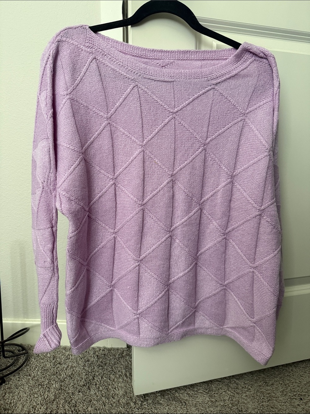 Light Purple Diamond Knit Women’s Sweater - Casual Pullover